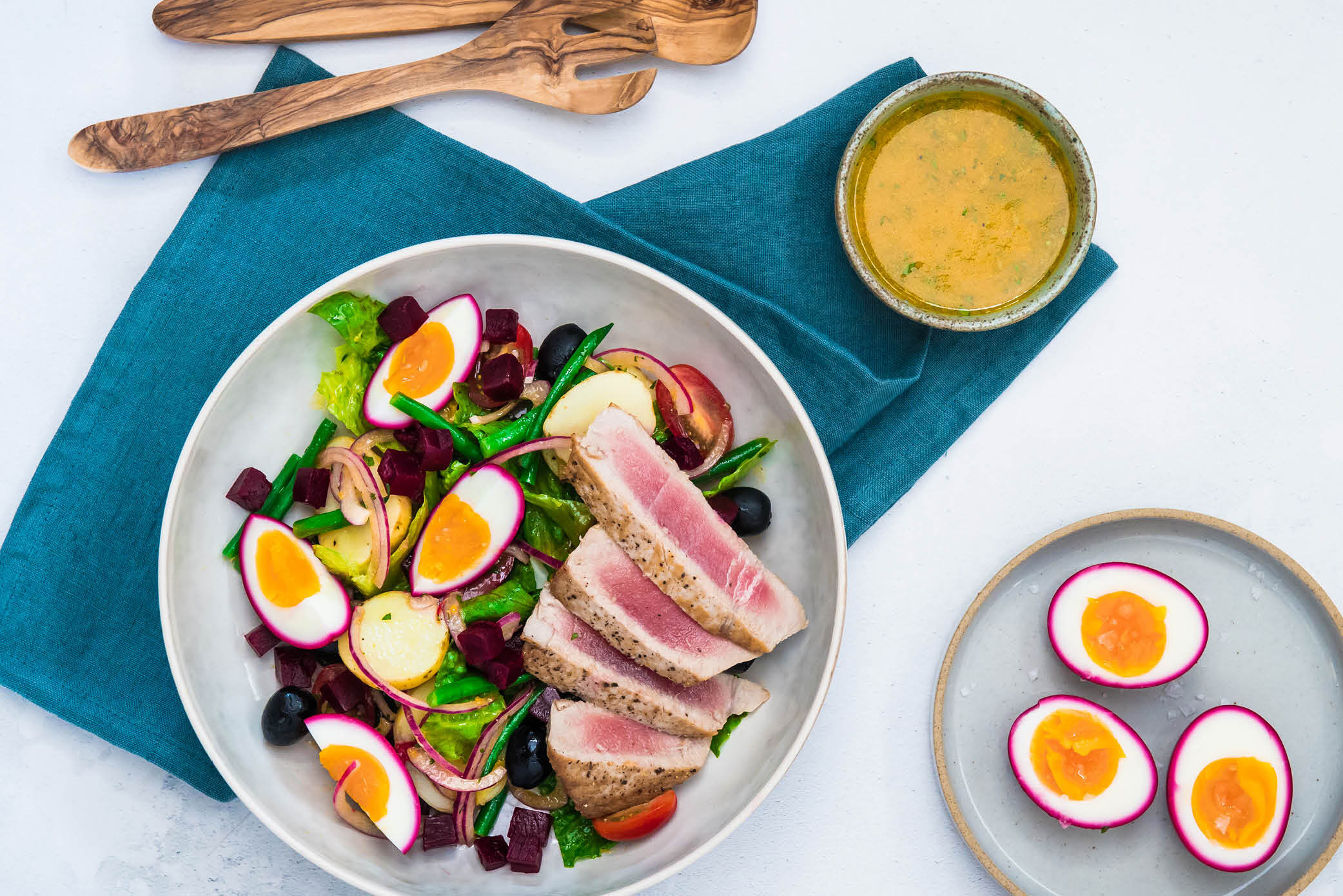 Beetroot nicoise salad