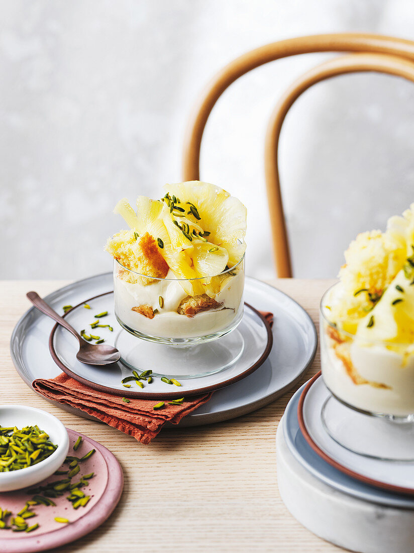 Salt-baked pineapple, basbousa and ashta