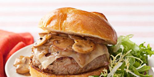 Mushroom-Swiss Turkey Burgers