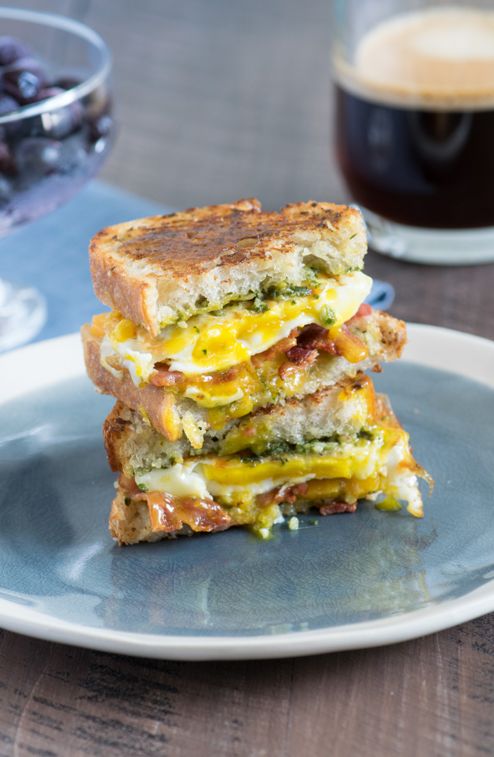 Pesto, Mozzarella  Egg sandwich