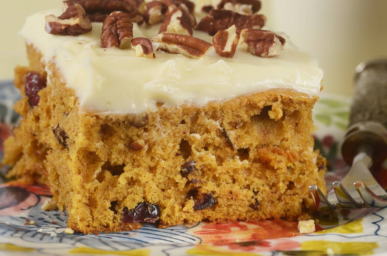 Pumpkin Cake with Dried Cranberries
