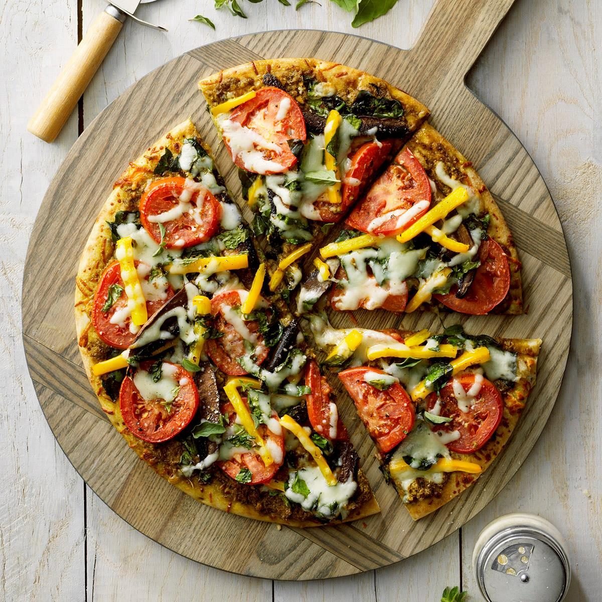 Vegetarian Pesto Pizza recipe