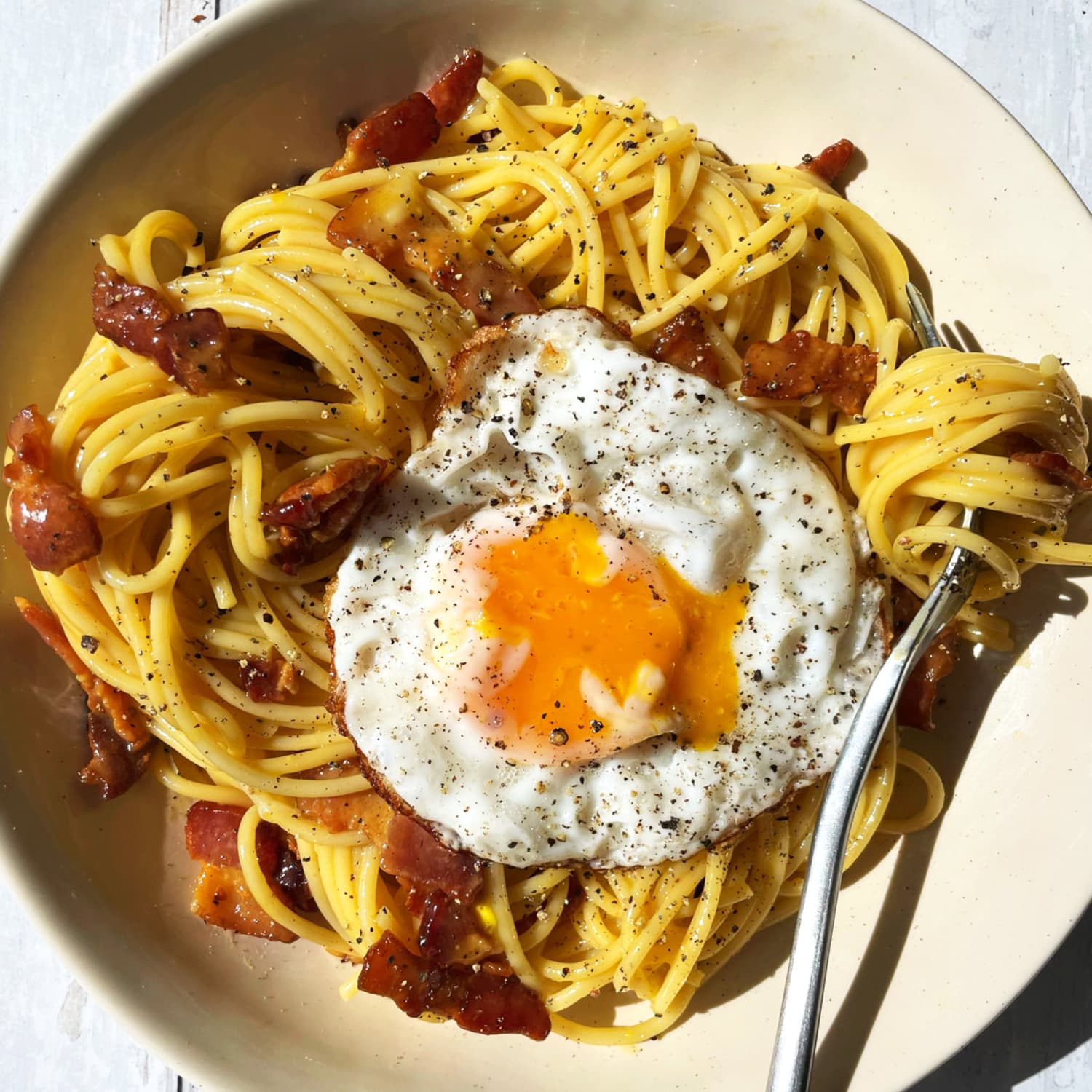 Eggs and Bacon Bucatini