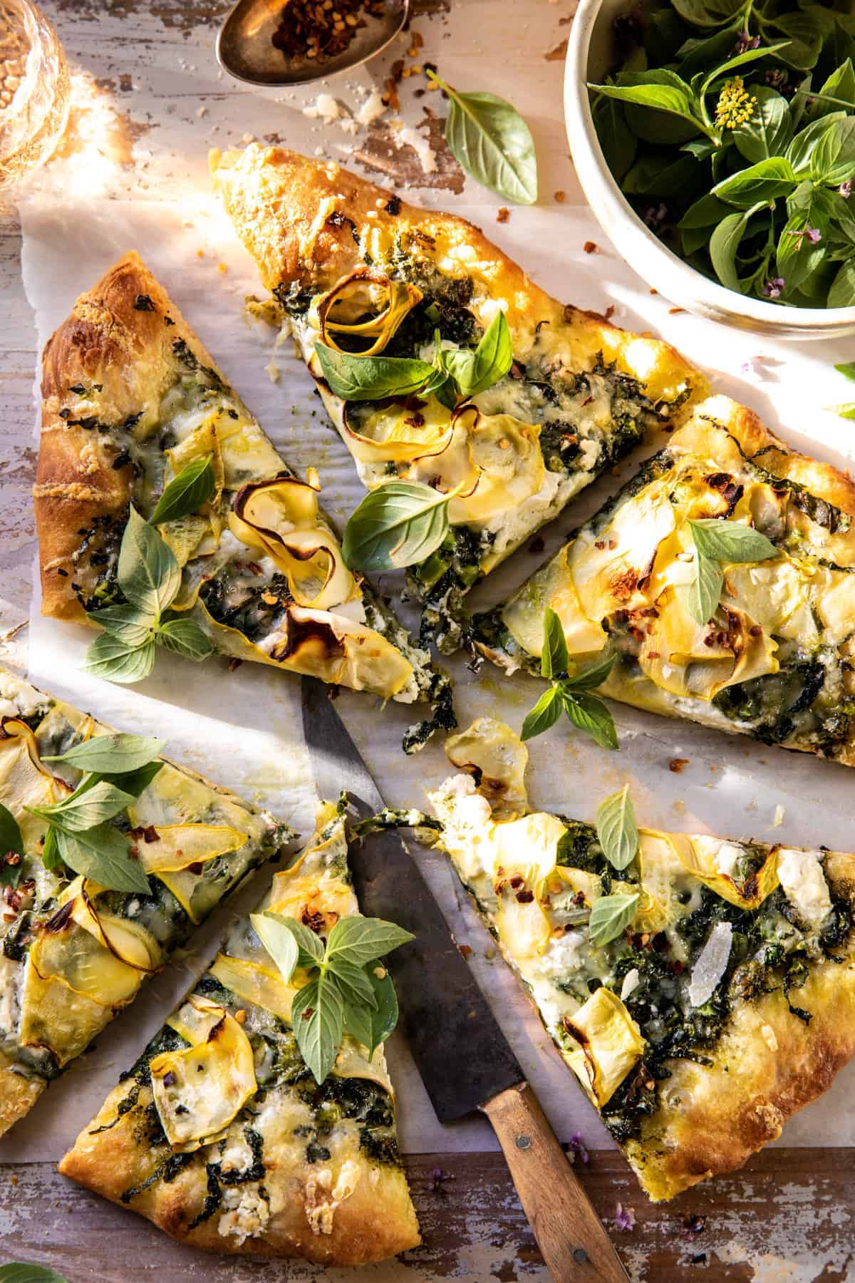 Herb Garden Zucchini Pizza