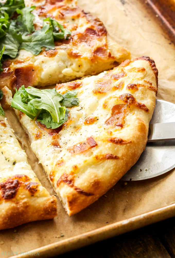 White Pizza with Bacon, Leeks, and Cream