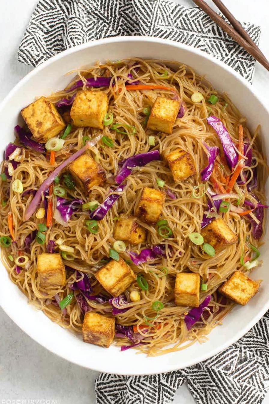 Singapore Noodles with Crispy Tofu